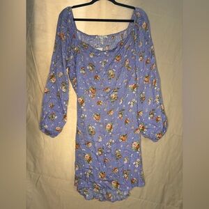 Floral Purple Dress with Long Sleeves